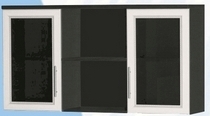 Антресоль большая с двумя стеклодверями ДЛЯ ГОСТИНОЙ АБС-2 Венге/Дуб выбеленный в Бердске - berdsk.katalogmebeli.com | фото