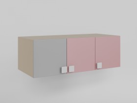 Антресоль на шкаф 3-х створчатый (Розовый/Серый/корпус Клен) в Бердске - berdsk.katalogmebeli.com | фото