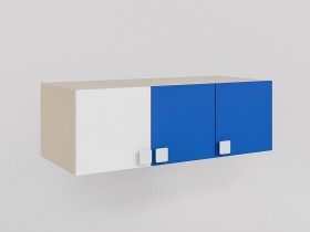 Антресоль на шкаф 3-х створчатый Скай люкс (Синий/Белый/корпус Клен) в Бердске - berdsk.katalogmebeli.com | фото