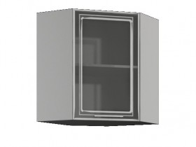 Бетон ШВУС 600*600 Шкаф верхний угловой со стеклом в Бердске - berdsk.katalogmebeli.com | фото