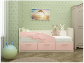 Дельфин-3 Кровать детская 3 ящика с ручками 1.6 Розовый глянец в Бердске - berdsk.katalogmebeli.com | фото 1