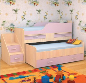 Кровать детская Лесики двухместная 1.8 Венге/Дуб молочный в Бердске - berdsk.katalogmebeli.com | фото 7