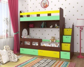 Детская двухъярусная кровать Юниор-1 Белый/Синий Распродажа в Бердске - berdsk.katalogmebeli.com | фото 4