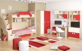 Детская комната Бэрри (Бежевый/Красный/корпус Клен) в Бердске - berdsk.katalogmebeli.com | фото 2