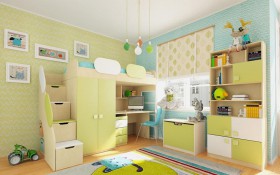 Детская комната Эппл (Зеленый/Белый/корпус Клен) в Бердске - berdsk.katalogmebeli.com | фото 2