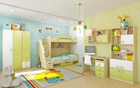 Детская комната Эппл (Зеленый/Белый/корпус Клен) в Бердске - berdsk.katalogmebeli.com | фото 3