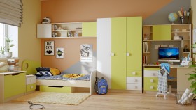 Детская комната Эппл (Зеленый/Белый/корпус Клен) в Бердске - berdsk.katalogmebeli.com | фото 11