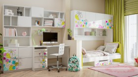 Детская комната Флер (Белый/корпус Выбеленное дерево) в Бердске - berdsk.katalogmebeli.com | фото 2