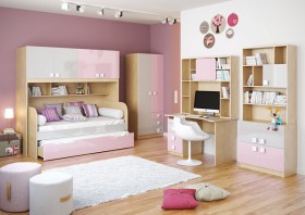 Детская комната Грэйси (Розовый/Серый/корпус Клен) в Бердске - berdsk.katalogmebeli.com | фото 2