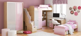 Детская комната Грэйси (Розовый/Серый/корпус Клен) в Бердске - berdsk.katalogmebeli.com | фото 5