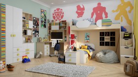 Детская комната Клаксон без машинок (Белый/корпус Клен) в Бердске - berdsk.katalogmebeli.com | фото 2