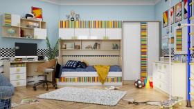 Детская комната Клаксон без машинок (Белый/корпус Клен) в Бердске - berdsk.katalogmebeli.com | фото 5