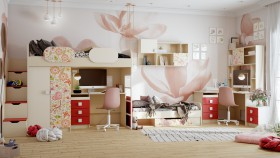 Детская комната Ретвит (Бежевый/Красный/корпус Клен) в Бердске - berdsk.katalogmebeli.com | фото 3