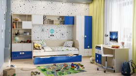 Детская комната Скай Люкс (Синий/Белый/корпус Клен) в Бердске - berdsk.katalogmebeli.com | фото