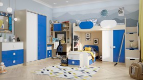 Детская комната Скай Люкс (Синий/Белый/корпус Клен) в Бердске - berdsk.katalogmebeli.com | фото 5
