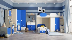 Детская комната Скай Люкс (Синий/Белый/корпус Клен) в Бердске - berdsk.katalogmebeli.com | фото 7