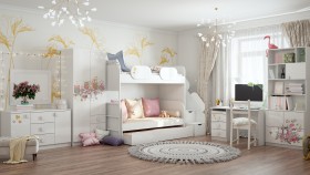 Детская комната Совушки (Белый/корпус Выбеленное дерево) в Бердске - berdsk.katalogmebeli.com | фото 3