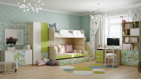 Детская комната Твит (Белый/Зеленый/корпус Клен) в Бердске - berdsk.katalogmebeli.com | фото 4