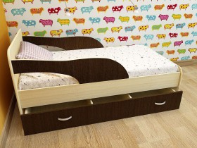 Кровать детская Максимка Млечный дуб/Венге в Бердске - berdsk.katalogmebeli.com | фото 1