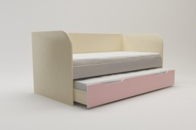 Диван-кровать Грэйси (Розовый/Серый/корпус Клен) в Бердске - berdsk.katalogmebeli.com | фото 2