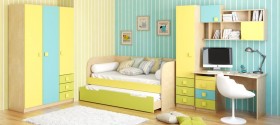 Диван-кровать Смайли (Желтый/Зеленый/корпус Клен) в Бердске - berdsk.katalogmebeli.com | фото 2