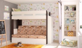 Кровать с диваном 75 Карамель Атлант (Венге Магия /Сосна Карелия/Савана) в Бердске - berdsk.katalogmebeli.com | фото