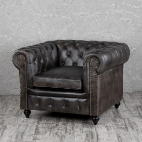 Кресло кожаное Лофт Честер (акация) в Бердске - berdsk.katalogmebeli.com | фото 1