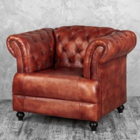 Кресло кожаное Лофт Честер-Нью (Коричневый) в Бердске - berdsk.katalogmebeli.com | фото