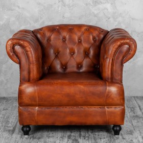 Кресло кожаное Лофт Честер-Нью (Коричневый, Рыжий) в Бердске - berdsk.katalogmebeli.com | фото 7