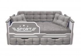 Кровать 160 серии Спорт 2 ящика 45 Серый (подушки) в Бердске - berdsk.katalogmebeli.com | фото