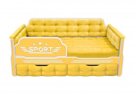 Кровать 160 серии Спорт 2 ящика 74 Жёлтый (мягкие боковые накладки) в Бердске - berdsk.katalogmebeli.com | фото