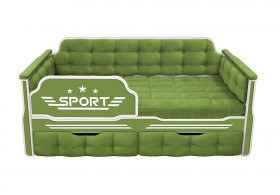 Кровать 160 серии Спорт 2 ящика 76 Зелёный (мягкие боковые накладки) в Бердске - berdsk.katalogmebeli.com | фото 1
