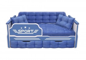 Кровать 160 серии Спорт 2 ящика 85 Синий (подушки) в Бердске - berdsk.katalogmebeli.com | фото