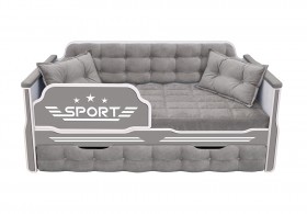 Кровать 170 серии Спорт 1 ящик 45 Серый (подушки) в Бердске - berdsk.katalogmebeli.com | фото