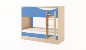 Кровать 2-х ярусная с ящиками (Беленый дуб/Синий) в Бердске - berdsk.katalogmebeli.com | фото