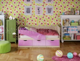 Кровать Бабочки 1,6м (Сиреневый металлик) в Бердске - berdsk.katalogmebeli.com | фото