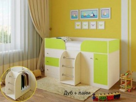 Кровать-чердак Малыш-4 Дуб молочный/Лайм в Бердске - berdsk.katalogmebeli.com | фото 1