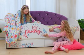 Кровать детская Эльза с бортиком Принцесса Белый/Фиолетовый в Бердске - berdsk.katalogmebeli.com | фото
