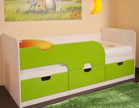 Кровать детская Минима 1,86м с ящиками (дуб атланта/лайм глянец) в Бердске - berdsk.katalogmebeli.com | фото 1