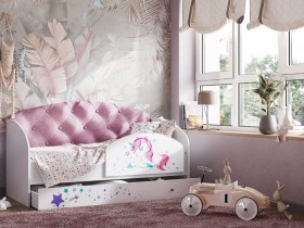 Кровать детская Звездочка Белый/Розовый в Бердске - berdsk.katalogmebeli.com | фото