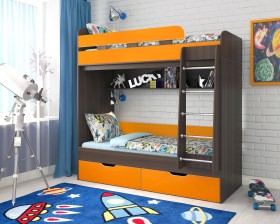 Кровать двухъярусная Юниор-5  Бодего/Оранжевый в Бердске - berdsk.katalogmebeli.com | фото 1