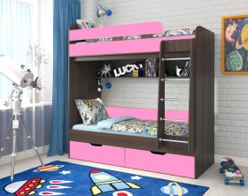 Кровать двухъярусная Юниор-5  Бодего/Розовый в Бердске - berdsk.katalogmebeli.com | фото