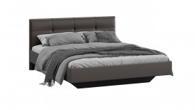 Кровать «Элис» c мягкой обивкой тип 1 Экокожа/Темно-коричневый/1400 в Бердске - berdsk.katalogmebeli.com | фото