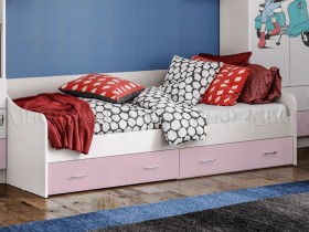 Кровать Fashion-1 Вега 0,9 м (Белый/Розовый) в Бердске - berdsk.katalogmebeli.com | фото