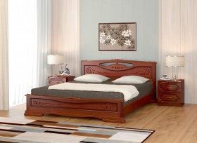 Кровать Карина-7 из массива сосны 1400*2000 Орех в Бердске - berdsk.katalogmebeli.com | фото