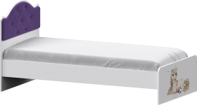 Кровать Каспер с мягкой спинкой и фотопечатью (800х1900)Белый/Фиолетовый в Бердске - berdsk.katalogmebeli.com | фото