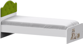 Кровать Каспер с мягкой спинкой и фотопечатью (800х1900)Белый/Лайм в Бердске - berdsk.katalogmebeli.com | фото
