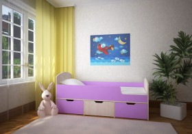 Кровать Малыш-мини Дуб молочный/Ирис в Бердске - berdsk.katalogmebeli.com | фото