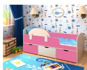 Кровать Малыш-мини Дуб молочный/Розовый в Бердске - berdsk.katalogmebeli.com | фото