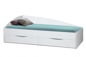 Кровать одинарная "Фея - 3" (асимметричная) (2000х900) New/(белый / белый / ДВПО белый) в Бердске - berdsk.katalogmebeli.com | фото 2